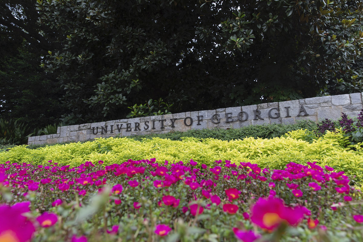 Flower Beds Near the UGA Sign at Jackson and Broad
